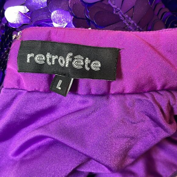 Retrofete April Sequin Embellished Long Sleeve Royal Purple Mini Dress Sz Large - Picture 11 of 12